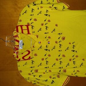 Hermes Yellow Horse Graphic Polo Shirt Size L